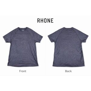 Rhone Mens Reign Core Short Sleeve Training Shirt Navy Blue Heather L